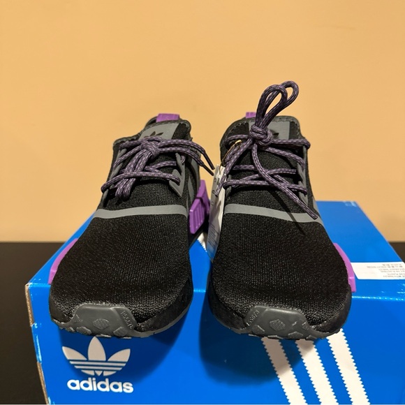 Adidas NMD R1 Juniors Originals Black Purple Size 7 - Picture 5 of 6